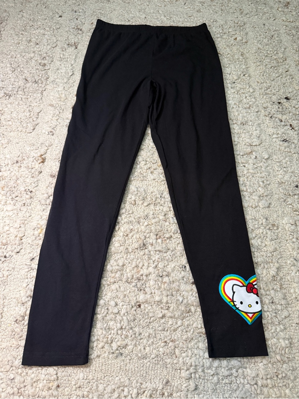Hello Kitty Black Leggings with Rainbow Heart Accent